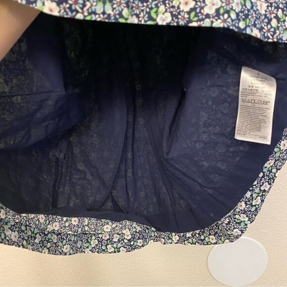 Gap kids girls navy blue tie shoulder floral skirted dress side zip L 10/11 - Picture 9 of 14